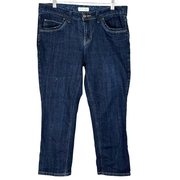 St. Johns Bay Womens 8P Cropped Capri Dark Wash Denim Jeans - Picture 1 of 5